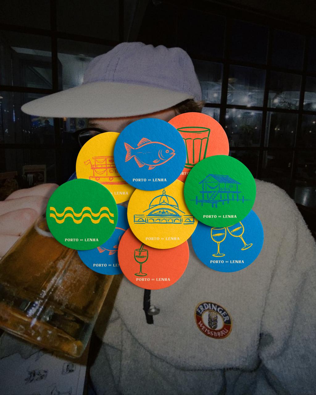 Bolachas de chopp do Porto de Lenha em diversas cores