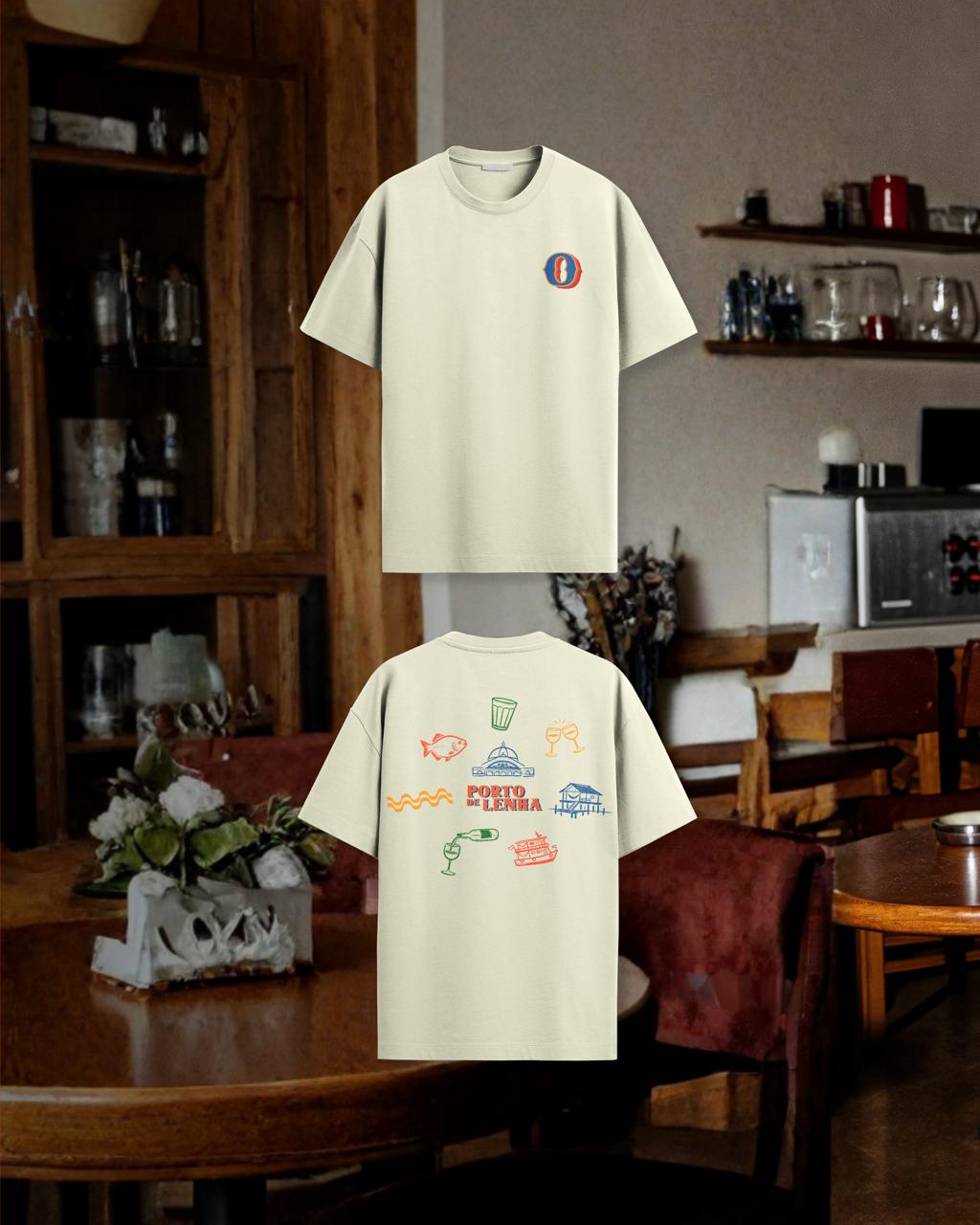 Camiseta Porto de Lenha frente — bolso com selo