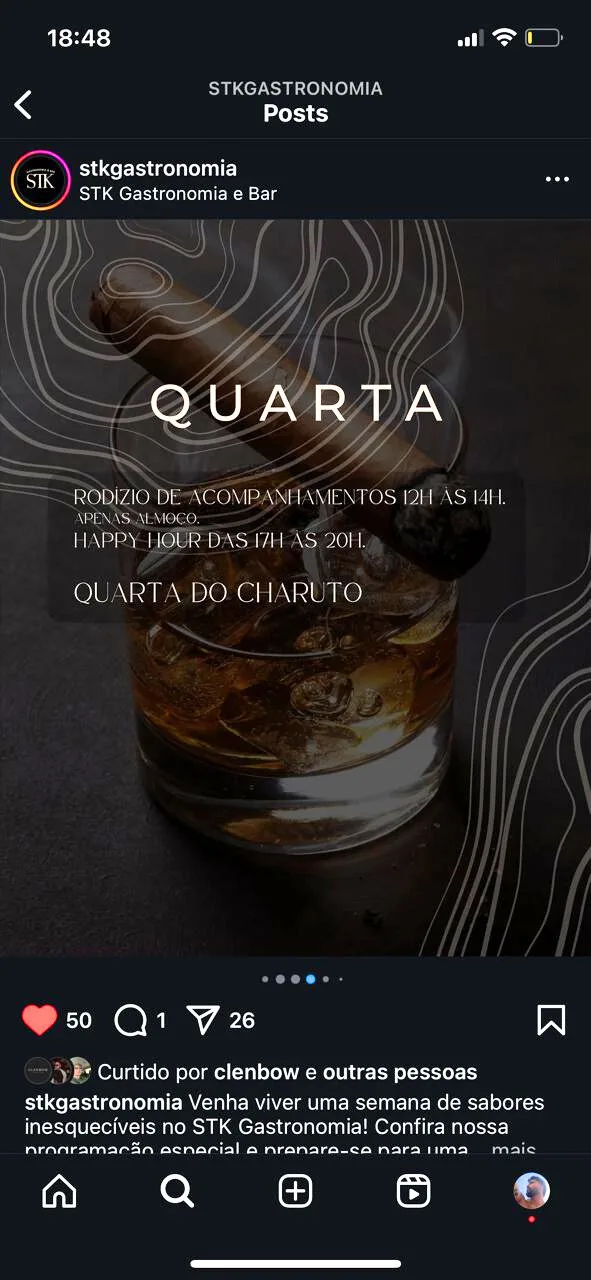 Redes sociais — STK Gastronomia